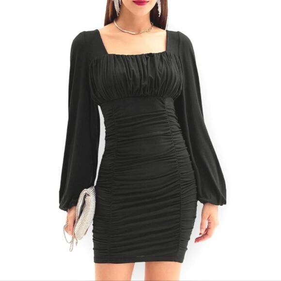 NWT GRACE KARIN Sexy Bodycon Double Spaghetti Strap Ruched Mini Club Dress - Picture 1 of 6